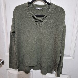 Moral Fiber Olive V-Neck Sweater